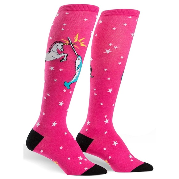 NEW Unicorn vs. Narwhal Knee High Socks Derby - Picture 4 of 4